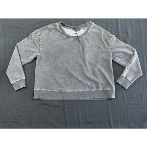 Jane + Delancey Womens Charcoal Gray Mineral Wash Crewneck Sweatshirt Size L NWT